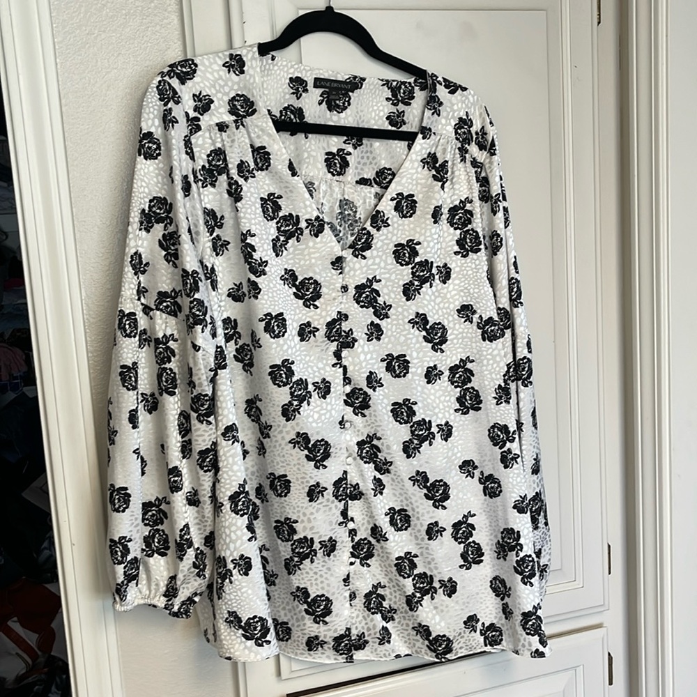 Black and white rose blouse